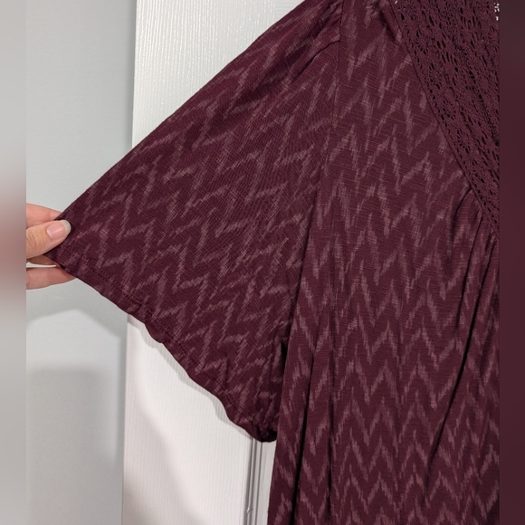 Lucky Brand Women's Purple Flutter Sleeve Button Up Embroidered Boho Blouse XL - Picture 6 of 11